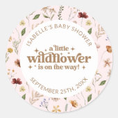 Custom Kleine Wildflower Meisje Baby shower Bloeme Ronde Sticker (Voorkant)