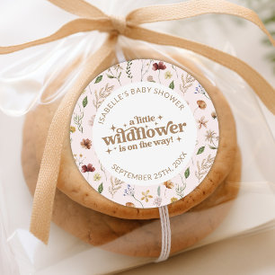 Custom Kleine Wildflower Meisje Baby shower Bloeme Ronde Sticker