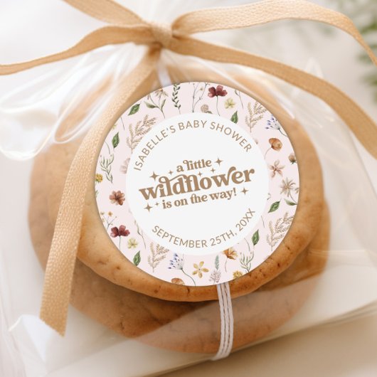 Custom Kleine Wildflower Meisje Baby shower Bloeme Ronde Sticker