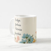 Custom kleinkinderen Namen wilde bloemen Koffiemok (Voorkant links)