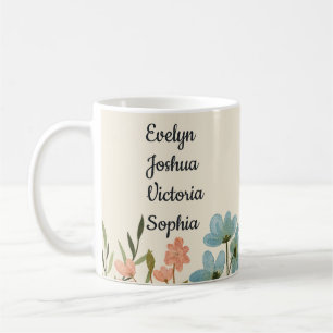 Custom kleinkinderen Namen wilde bloemen Koffiemok