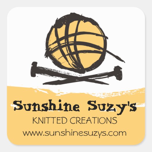 Custom kleur breien naalden garen inkt vlek vierkante sticker (Voorkant)