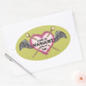 Custom kleur breien naalden hart vleugels label (Envelop)