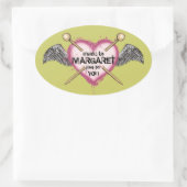 Custom kleur breien naalden hart vleugels label (Tas)