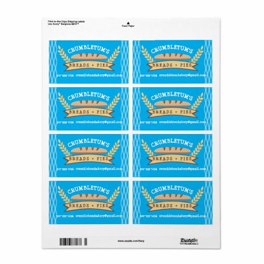 Custom Kleur Frans Brood Brood Bakkerij stickers (Full Sheet)