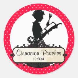 Custom kleur huisvrouw kookboek blikken label