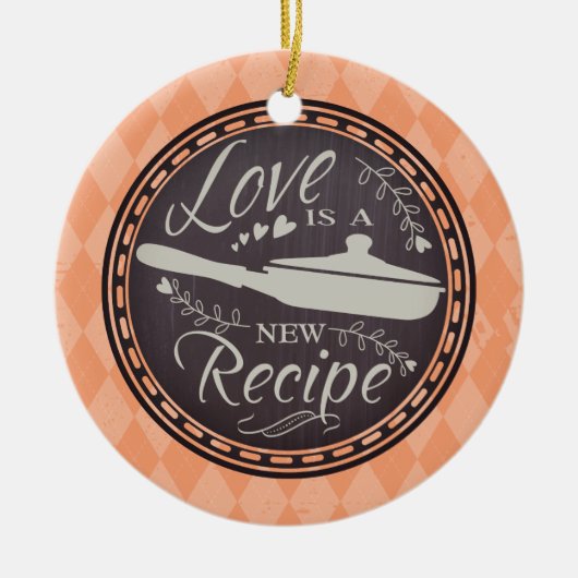 Custom kleur liefde is nieuw recept kerst ornament (Voorkant)