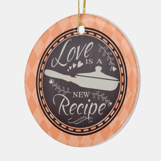 Custom kleur liefde is nieuw recept kerst ornament (Links)
