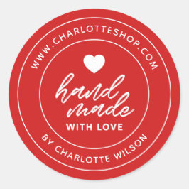 Custom Kleur Moderne Borstel Handgemaakt Met Liefd Ronde Sticker