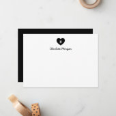 Custom Kleur Monogram Hart Modern Script Notitiekaartje (Voorkant / Achterkant in situ)