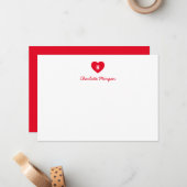 Custom Kleur Monogram Hart Modern Script Notitiekaartje (Voorkant / Achterkant in situ)