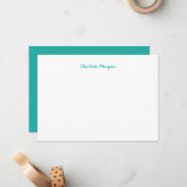 Custom Kleur Monogram Hart Terug Modern Script Notitiekaartje (Voorkant / Achterkant in situ)