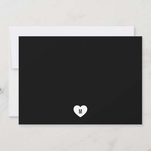 Custom Kleur Monogram Hart Terug Modern Script Notitiekaartje (Achterkant)