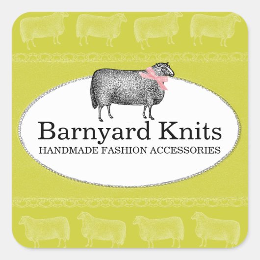 Custom kleur schapenwol breien haaklabel 2 vierkante sticker (Voorkant)