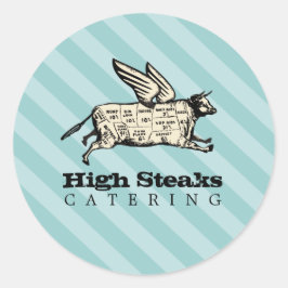Custom Kleur Vliegende koe Rundvlees Snijders Chef Ronde Sticker