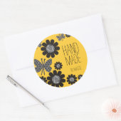 Custom kleur vlinder breien naalden garen bloem ronde sticker (Envelop)
