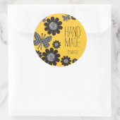 Custom kleur vlinder breien naalden garen bloem ronde sticker (Tas)