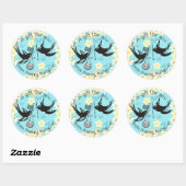 Custom kleur vogels breien naalden bal van garen ronde sticker (Vel)