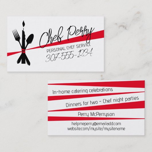 Custom kleur vork lepel kaars boog dineren visitekaartje (Voorkant / Achterkant)