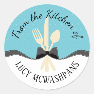 Custom kleur vork lepel mes boog cadeau label stic