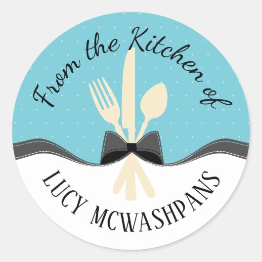 Custom kleur vork lepel mes boog cadeau label stic (Voorkant)