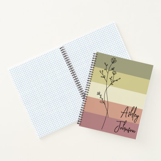 Custom Kleurrijk Bloemen Notitieboek, Terug naar S Notitieboek (Binnen)