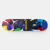 Custom Kleurrijke 2D Animatie Blauw Zwart Paarse Persoonlijk Skateboard (Horizontaal)