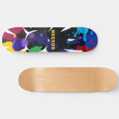 Custom Kleurrijke 2D Animatie Blauw Zwart Paarse Persoonlijk Skateboard (Horizontaal)