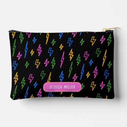 Custom Kleurrijke 80's Retro Neon Lightning School Etui (Achterkant)