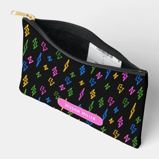 Custom Kleurrijke 80's Retro Neon Lightning School Etui (Open)