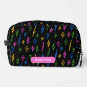 Custom Kleurrijke 80's Retro Neon Lightning School Toilettasje (Voorkant)