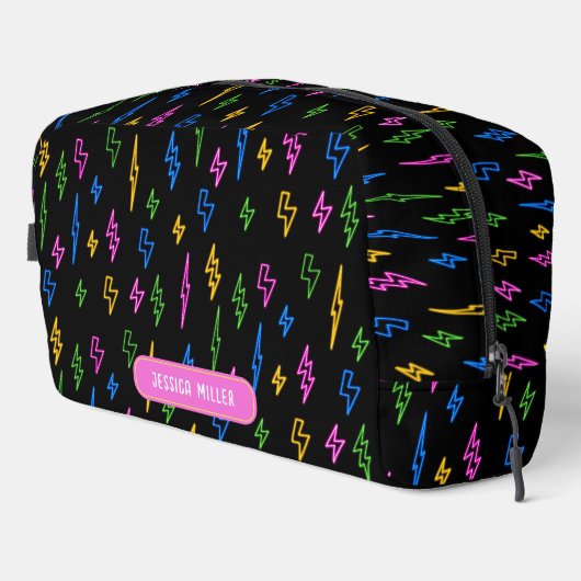 Custom Kleurrijke 80's Retro Neon Lightning School Toilettasje (Rechterhoek)