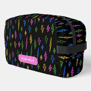 Custom Kleurrijke 80's Retro Neon Lightning School Toilettasje