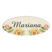 Custom, kleurrijke bloemen lijst naambadge (Voorkant)