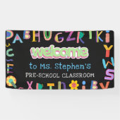 Custom Kleurrijke Brief Welkom Leraar's Classroom Spandoek (Horizontaal)