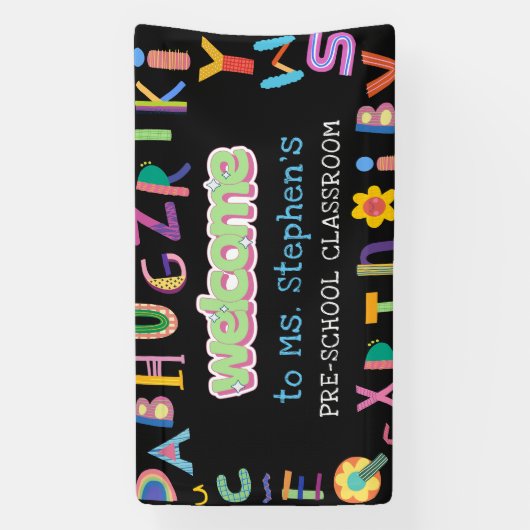 Custom Kleurrijke Brief Welkom Leraar's Classroom Spandoek (Verticaal)