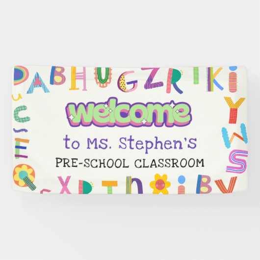 Custom Kleurrijke Brief Welkom Leraar's Classroom Spandoek (Horizontaal)
