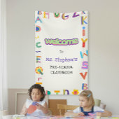 Custom Kleurrijke Brief Welkom Leraar's Classroom Spandoek