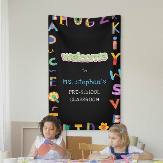 Custom Kleurrijke Brief Welkom Leraar's Classroom Spandoek
