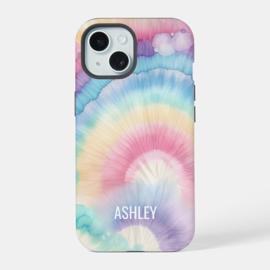 Custom Kleurrijke Groovy Tie Dye Pattern iPhone 15 Case (Achterkant)