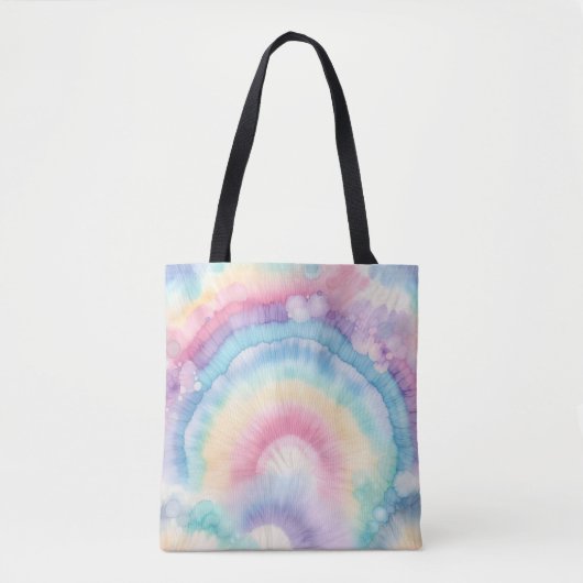 Custom Kleurrijke Groovy Tie Dye Pattern Tote Bag (Voorkant)