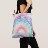 Custom Kleurrijke Groovy Tie Dye Pattern Tote Bag (Dichtbij)