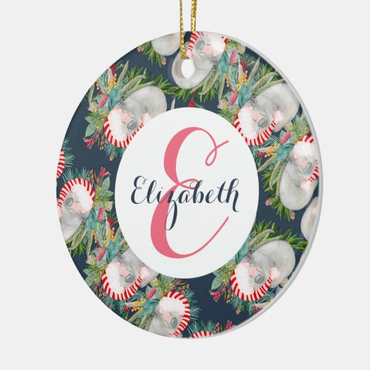 Custom Koala Christmas Blue Keramisch Ornament (Links)