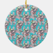 Custom Koala Christmas Botanical  Blauw Keramisch Ornament (Achterkant)