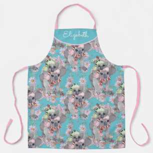 Custom Koala Christmas Botanical Blauw Schort