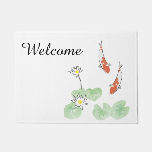 Custom Koi Pond White Deurmat (Voorkant)