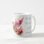 Custom Kolibrie vliegen met bloemen Koffiemok (Voorkant rechts)