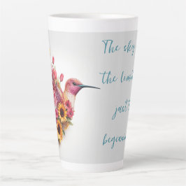 Custom Kolibrie vliegen met bloemen Latte Mok