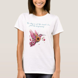 Custom Kolibrie vliegen met bloemen T-shirt