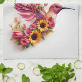 Custom Kolibrie vliegen met bloemen Theedoek (Gevouwen)